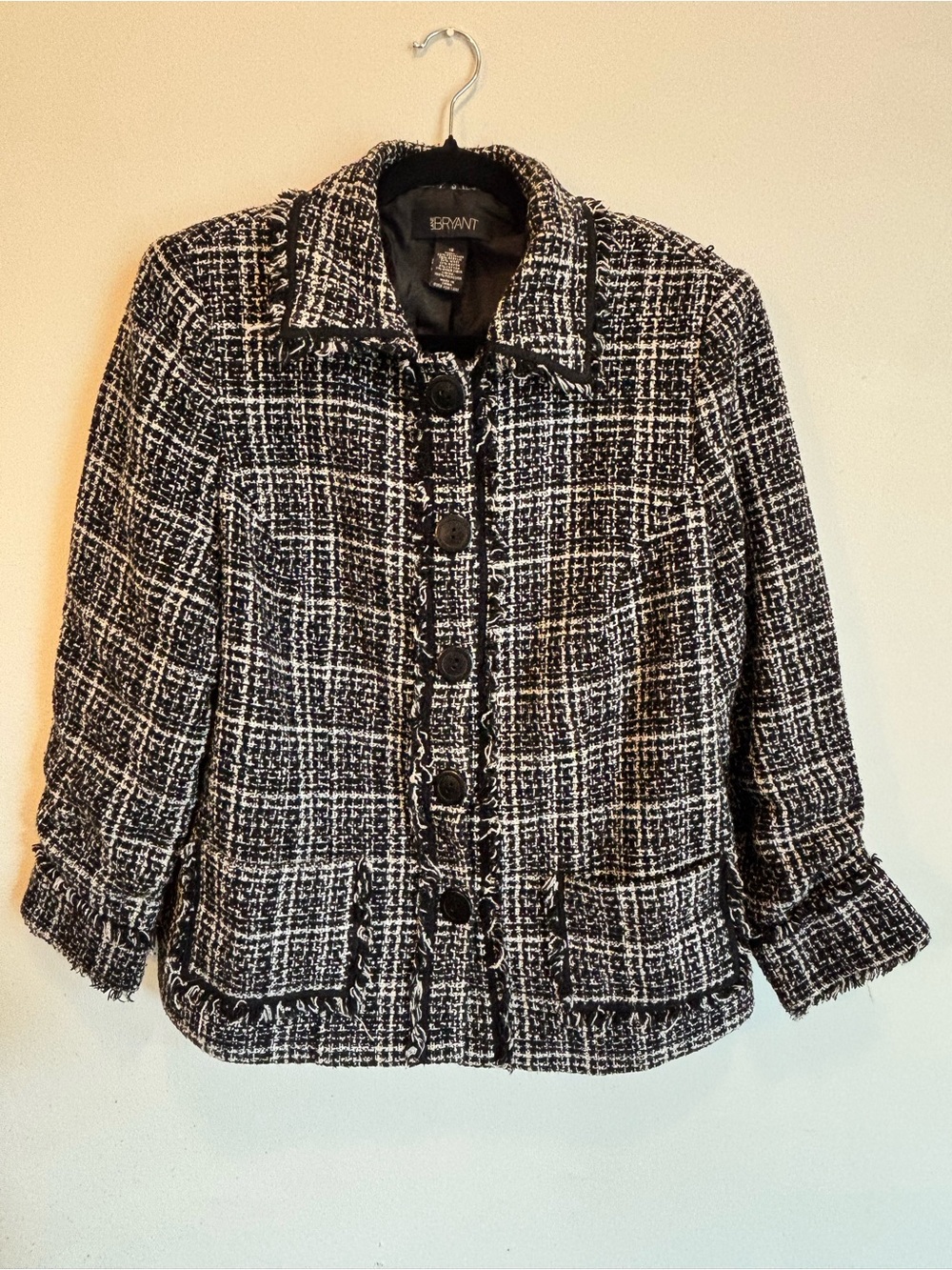 LANE BRYANT BLACK AND WHITE TWEED JACKET